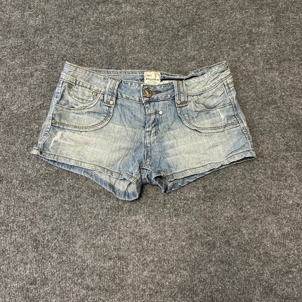 Muda Shorts Womens Size 5 Light Wash Denim Distressed Low Rise Casual CWK6521KN